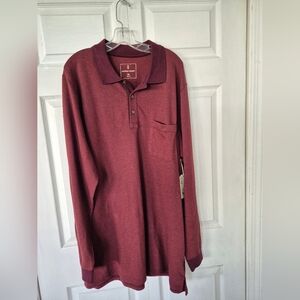 Natural Weave 2XLT Maroon Red Herringbone Polo Shirt NWT